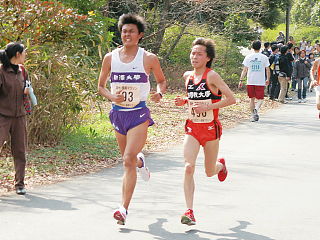 14.5km付近 駒大3番手の治郎丸選手 先頭とは約35秒差