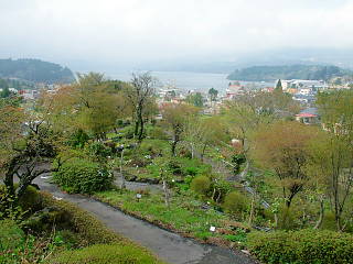 高台から芦ノ湖方面を眺める